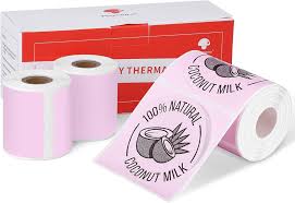 3 Rullar Rosa Logotypetiketter för Phomemo M110/M220