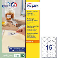 Avery Avtagbara Runda Etiketter - Skrivbara Bokstäver - 375 Vit