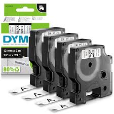 DYMO D1 Originaletiketter 12mm - Svart på Vitt