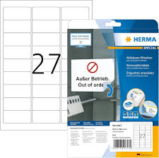 HERMA 4347 Avtagbara Etiketter A4 (63